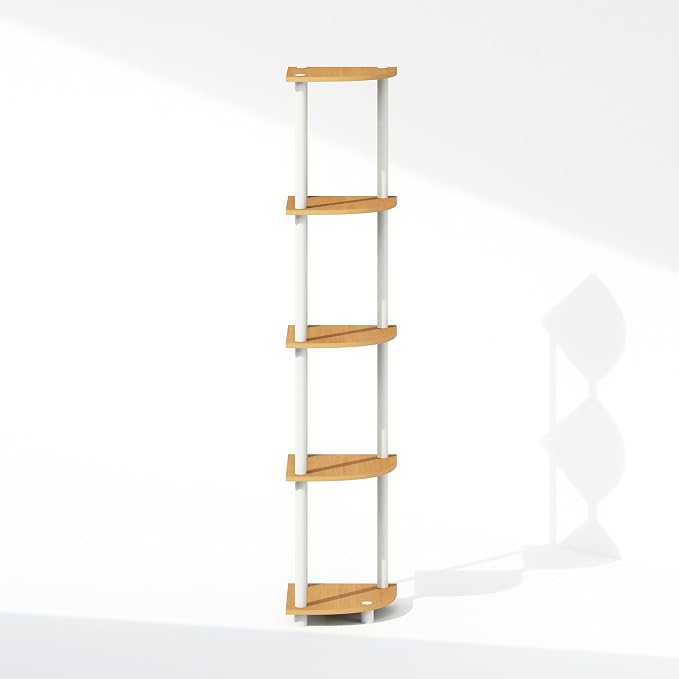 Furinno Turn-N-Tube Storage Shelves, 5-Tier Book Shelf, Corner Shelf - Image 8