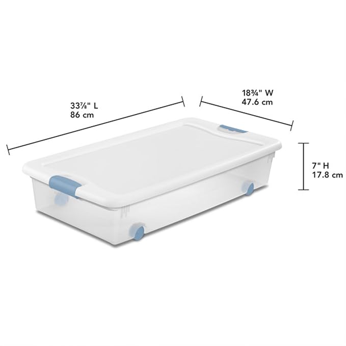 Sterilite 4-Pack 56 Quart Wheeled Latching Box, Underbed Clear Plastic Storage - Image 3