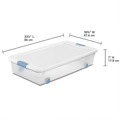 Sterilite 4-Pack 56 Quart Wheeled Latching Box, Underbed Clear Plastic Storage - Image 3
