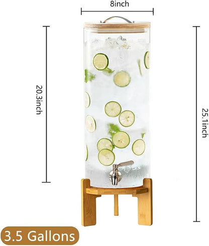 Beverage Dispenser, 3.5 Gallon Glass Drink Dispenser - Image 3