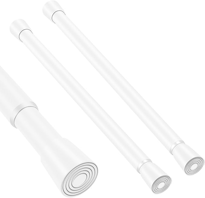 White Adjustable Shower Curtain Rod 16-28 Inches 2 pc, 7/8" Diameter Anti-slip by Unknown