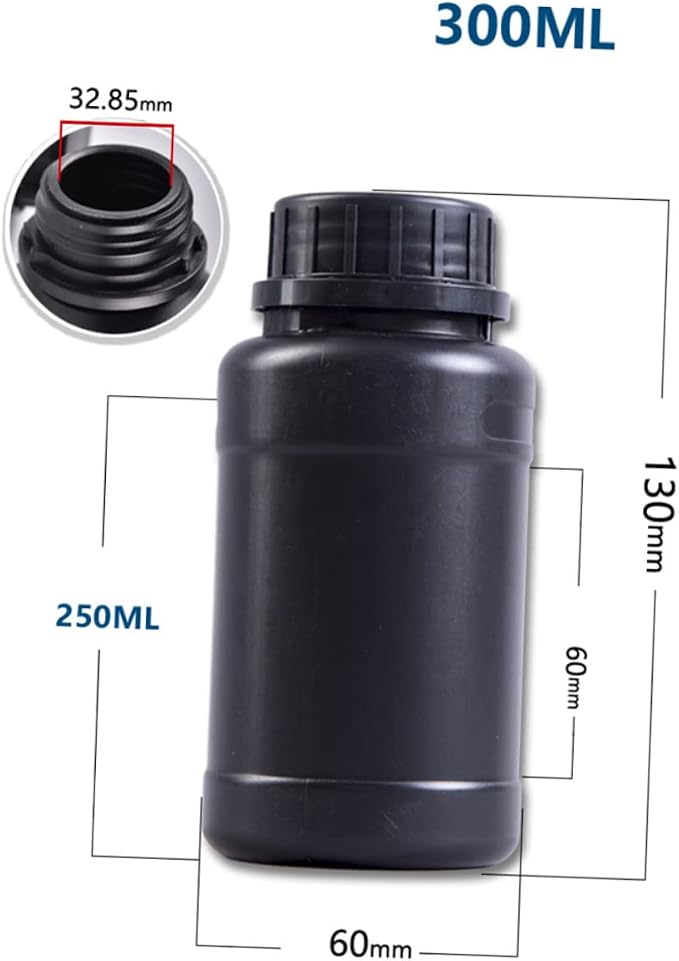 4pcs Black Plastic Chemical Bottles Hdpe Light-blocking Storage Containers - Image 6