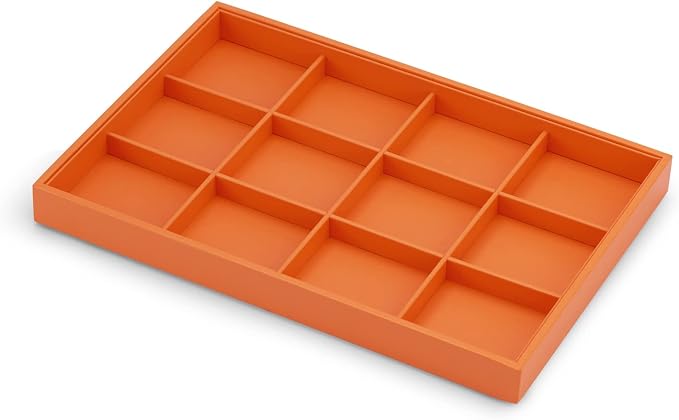 Oirlv Luxury Leather Jewelry Tray Orange Stackable Jewelry Drawer Organizer - Image 6