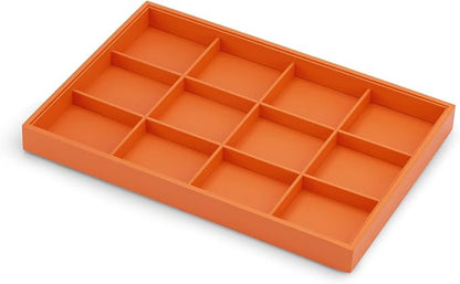 Oirlv Luxury Leather Jewelry Tray Orange Stackable Jewelry Drawer Organizer - Image 6