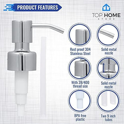 Stainless Steel Soap and Lotion Dispenser Pumps, Replacement - Image 7
