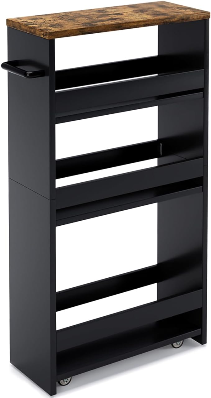 MARTY Rolling Storage Cart 4-Tier Black Kitchen Cart by MARTY