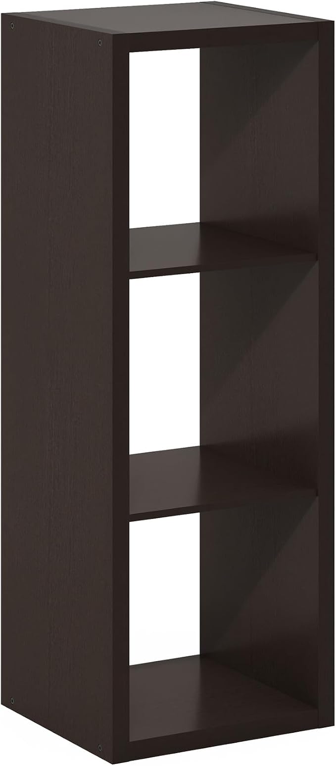 Furinno Cubicle 3-Cube Book Shelf, Extra Thick Frame Bookshelf, Dark Oak | - Image 11