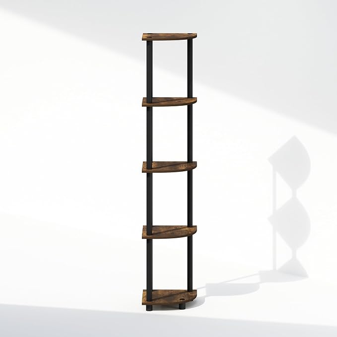 Furinno Turn-N-Tube Storage Shelves, 5-Tier Book Shelf, Corner Shelf - Image 8