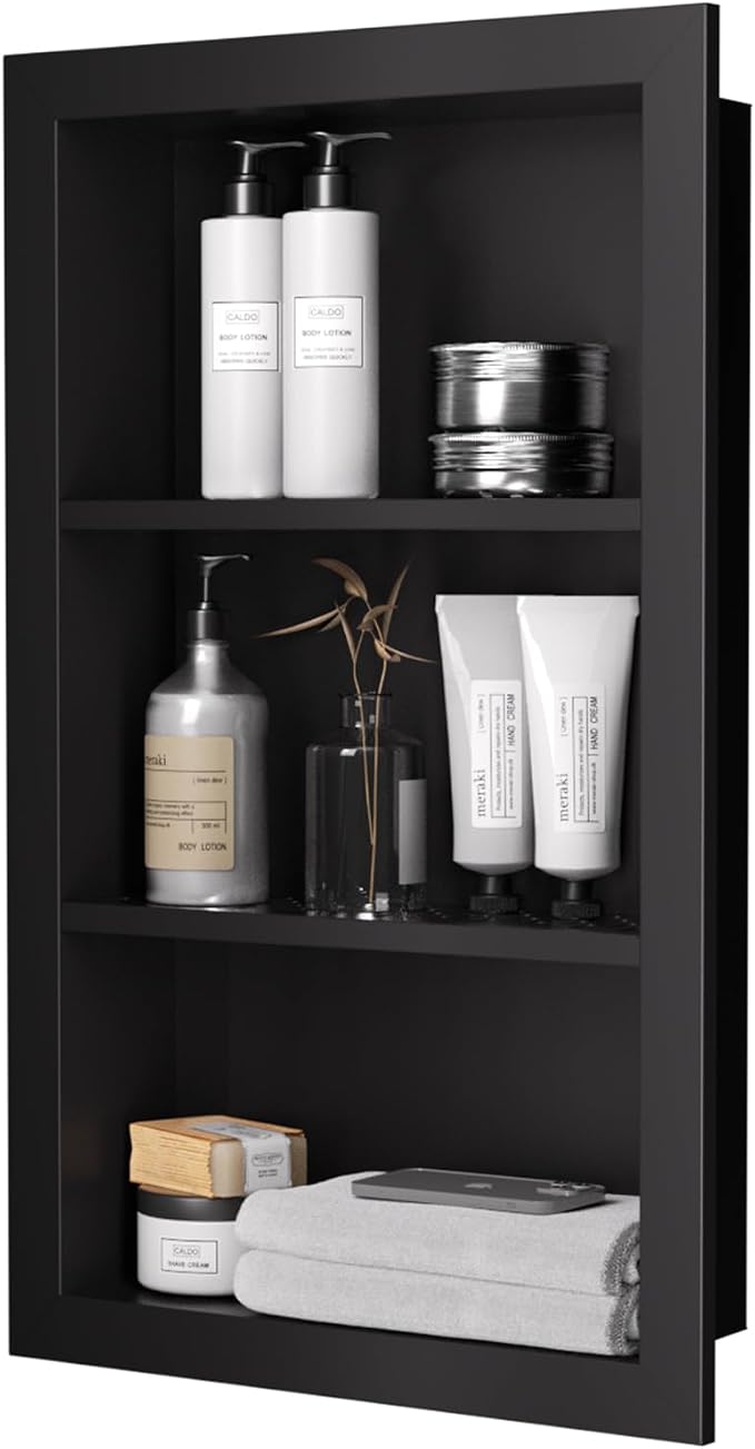 14" x 24" Stainless Steel Shower Niche, 3-Tier Waterproof Shelves, No-Tile by Unknown