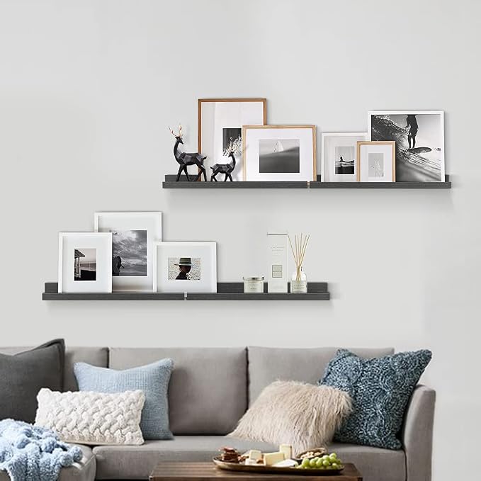 Forbena 24 Inch Long Picture Ledge Shelf Set of 4, Rustic Display Shelves - Image 5