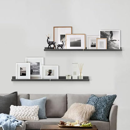 Forbena 24 Inch Long Picture Ledge Shelf Set of 4, Rustic Display Shelves - Image 5