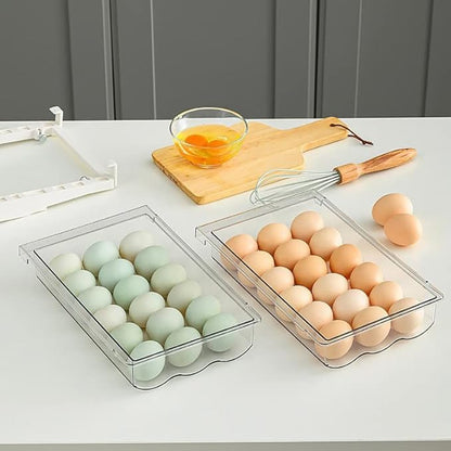 IVAILEX Egg Holder for Refrigerator, Fridge Egg Storage Tray, Space Saver Egg - Image 4