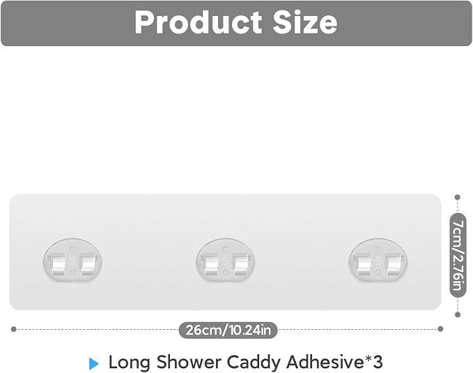 3 Pack Shower Caddy Adhesive Replacement, Strong Adhesive Hooks - Image 2