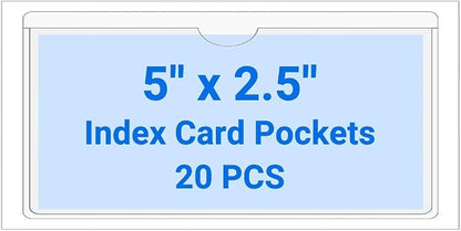 20 PCS Clear Self Adhesive Plastic Label Pockets, Top Loading Business & by Kvatr-X