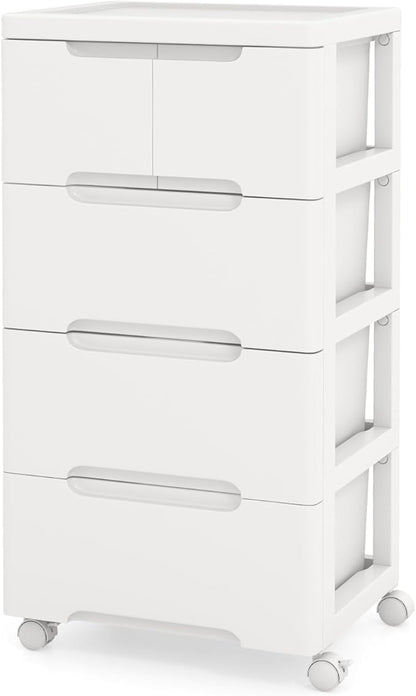 LOKO 5-Drawer Plastic Rolling Storage Cart | Mobile Storage Cabinet | Vertical by LOKO
