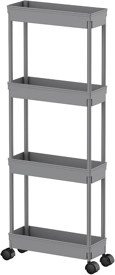 Sooyee 4 Tier Slim Storage Cart, Rolling Storage Cart, Narrow Shelf, Bathroom by Sooyee