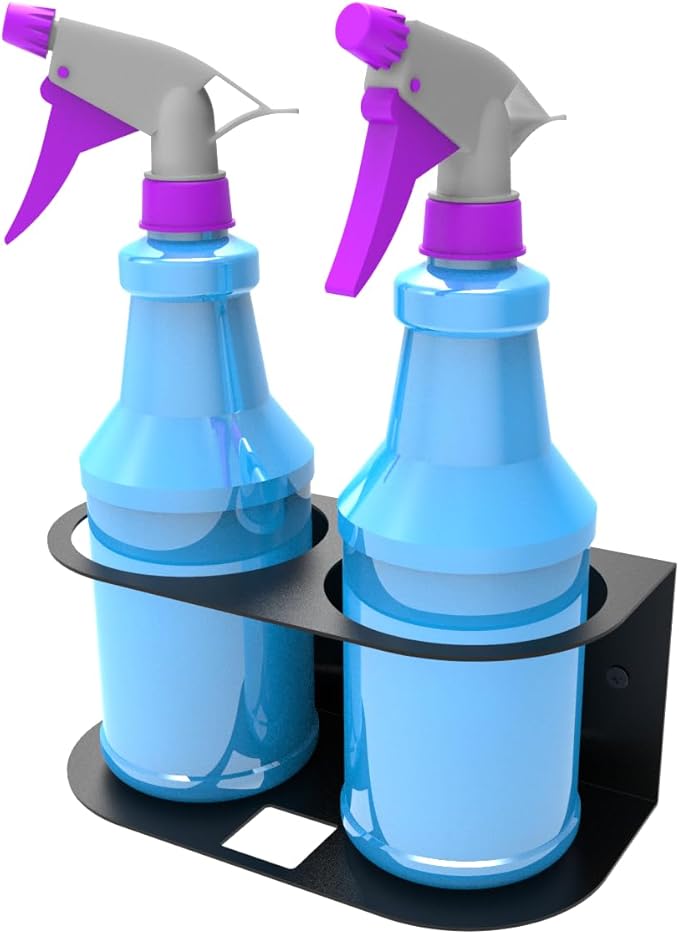 JINGCHENGMEI 2Pcs of 2 Spray Bottles Holder, Steel Wall Mount Storage Organizer - Image 5