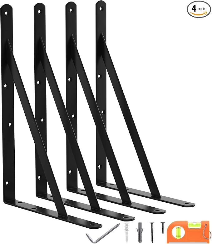 4-Pack 14 Inch Heavy Duty Shelf Brackets, Large Floating Wall Bracket by FinestHomeDecor