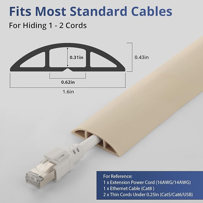 ZhiYo 3.6ft Cord Covers for Wires on Floor, Cord Hider Floor Hide Extension - Image 2