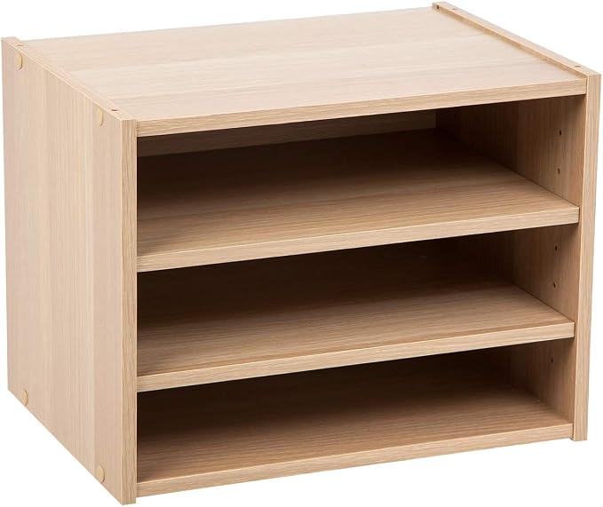 IRIS USA 3-Shelves Modular Wood Stackable Storage Box, Easy Assembly, by IRISUSA