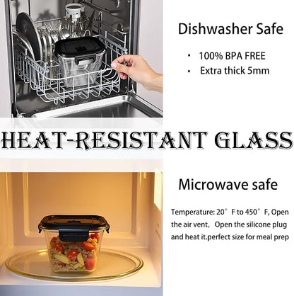 H.JSS WDJS 32oz Square Glass Food Storage Containers - Image 6