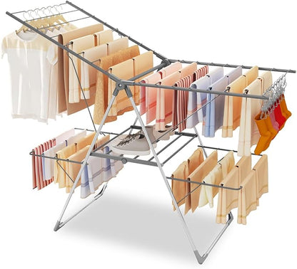 Bigzzia Clothes Drying Rack Foldable, 2-Level Large Laundry Drying Rack by ThinkBigLiveBigger