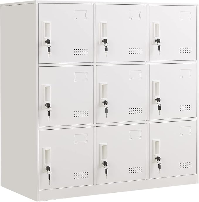 Metal Locker 9 Door Storage Cabinet, Steel Office Storage Lockers by iCHENGGD