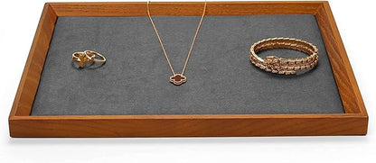 Oirlv Solid Wood Flat Jewelry Tray, Rectangle Jewelry Display Tray, Drawer - Image 2