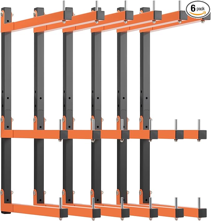 6 Pack Lumber Rack Wall Mount, Heavy Duty Wood Storage Racks, 9-Level System by Cyhwealth