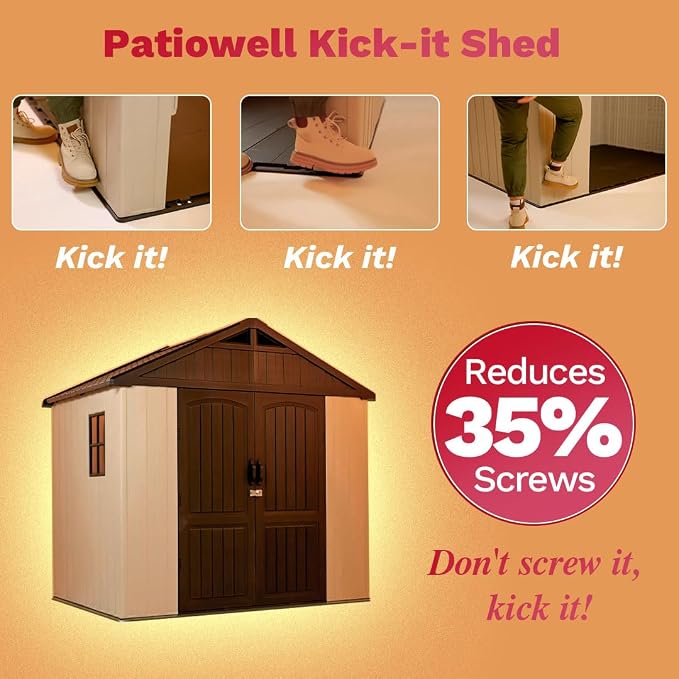 Patiowell 8 x 6 FT Plastic Outdoor Storage Shed - Image 3
