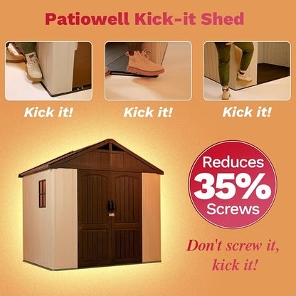 Patiowell 8 x 6 FT Plastic Outdoor Storage Shed - Image 3