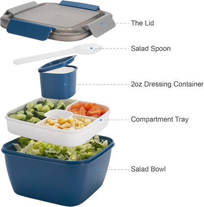 Salad Lunch Container To Go, 2 Packs 52-oz Salad Bowls to go - Image 2