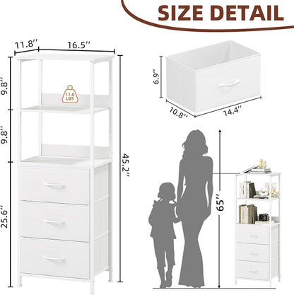 Somdot 3 Tier Bookshelf with Drawer, Tall Bookcase with Shelves, Bookshelf - Image 3