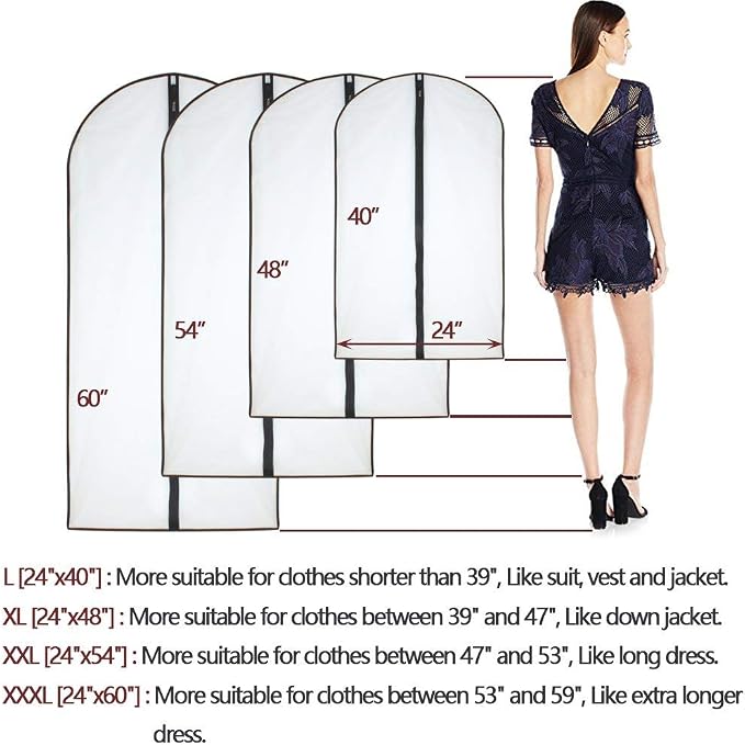 Garment Bags for Hanging Clothes Black Side Breathable Garment Bag Clothes - Image 2