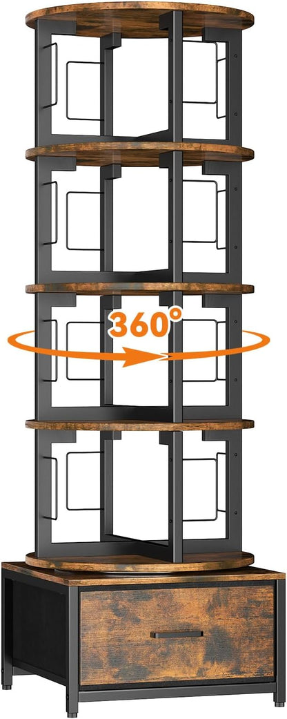 Housolution 5 Tier Rotating Bookshelf Tower - Image 8