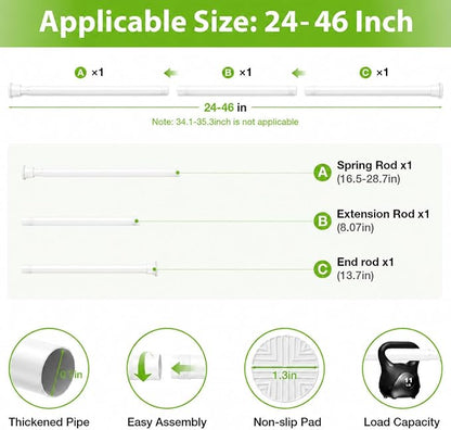 2Pcs Spring Tension Curtain Rod 24-46 Inch, Adjustable Tension Rod - Image 3
