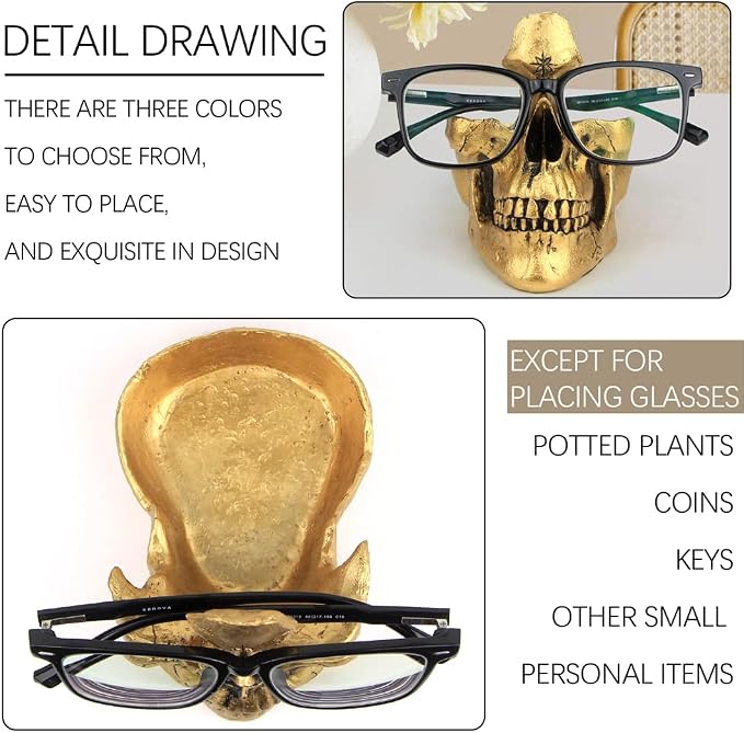 Mrlikale Skull Glasses Stand Holder, Creative Eyeglasses Holder, Sunglasses - Image 2