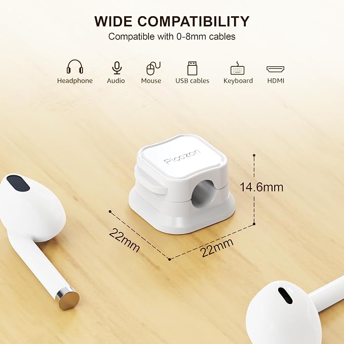 6 Pack Magnetic Cable Clip Organizer Cord Holder, Picozon Adhesive Cable - Image 7