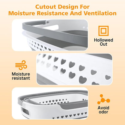 42L Medium Collapsible Plastic Laundry Basket - Image 8