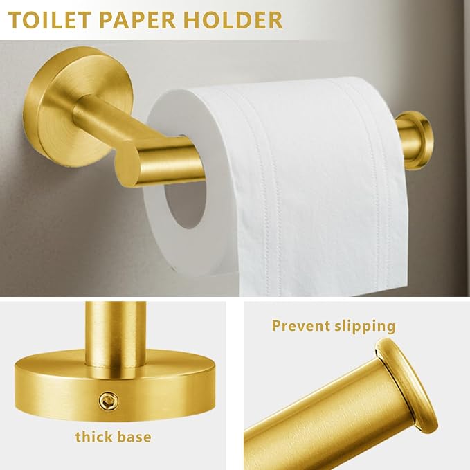 Bathroom Hardware Set Includes Towel Ring, Toilet Paper Holder and 2 Towel Hooks - Image 4