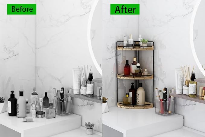 Dorhors Corner Bathroom Organizer Countertop, Vanity Counter Storage Shelf | 3 - Image 7