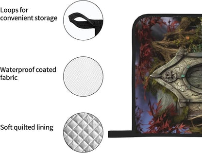 Gothic Fairy Garden Oven Mitts and Pot Holders Sets of 4 Heat Resistant Non - Image 5