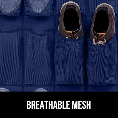 GORILLA GRIP Over the Door Shoe Organizer, 24 Large Breathable Mesh Pockets - Image 5