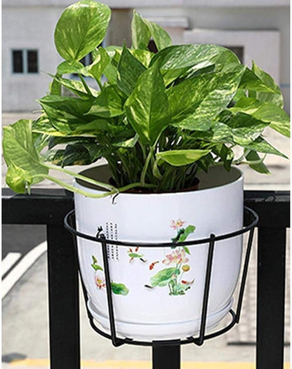 4 Pack Hanging Railing Planters Flower Pot Holders Plant Iron Racks Fence Metal - Image 8