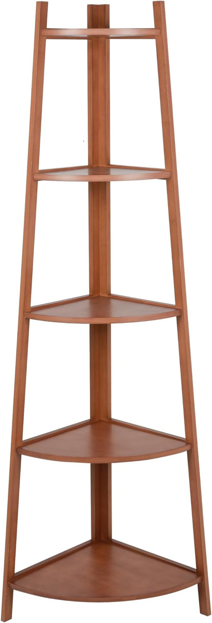 5-Tier Corner Shelf Stand, Tall Wood Shelf, Bookshelf - Image 6