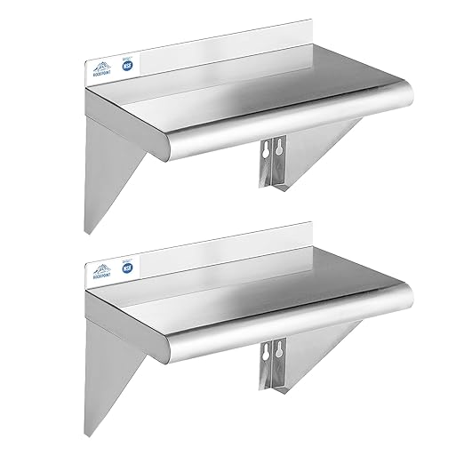 ROCKPOINT Stainless Steel Shelf 10 x 16 Inches 190lb, 2 Pack NSF Metal by ROCKPOINT