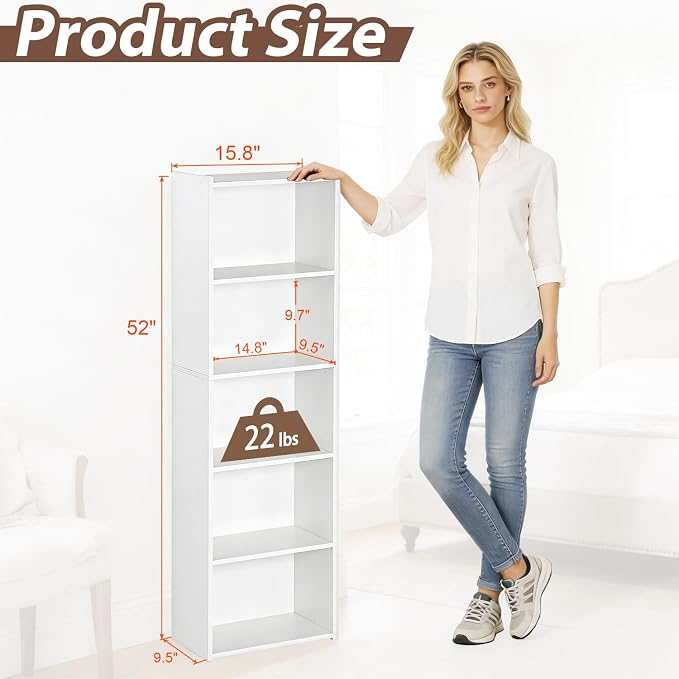 SUPER DEAL 5-Tier Open Shelf Bookcase and Bookshelf, Freestanding Display - Image 3
