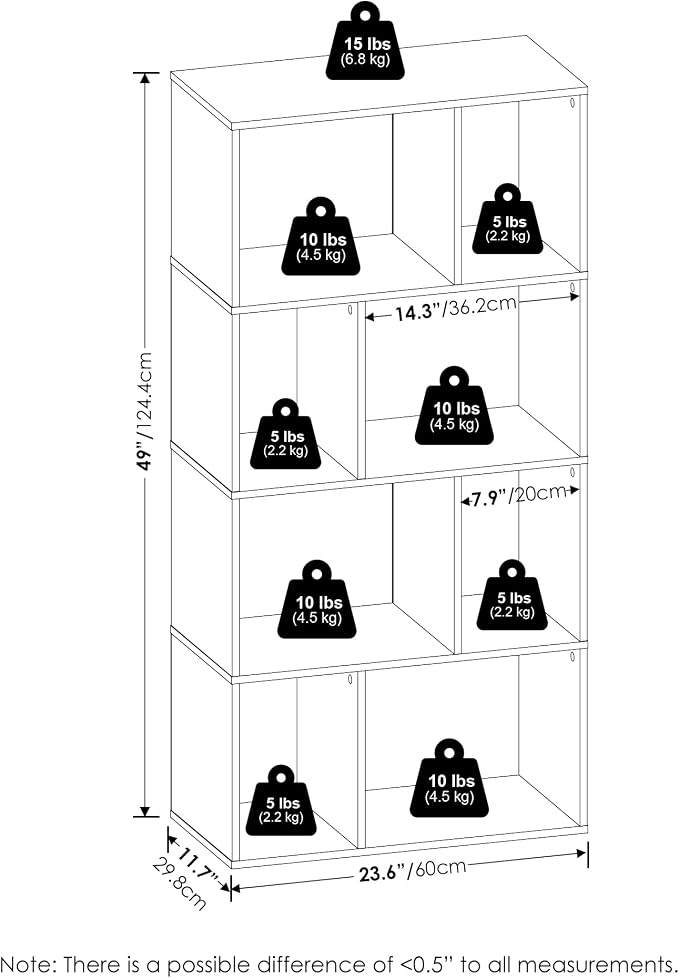 Furinno DALY Book Shelf, 8-Cube Bookshelf, Cube Storage Organizer Bookcase - Image 3