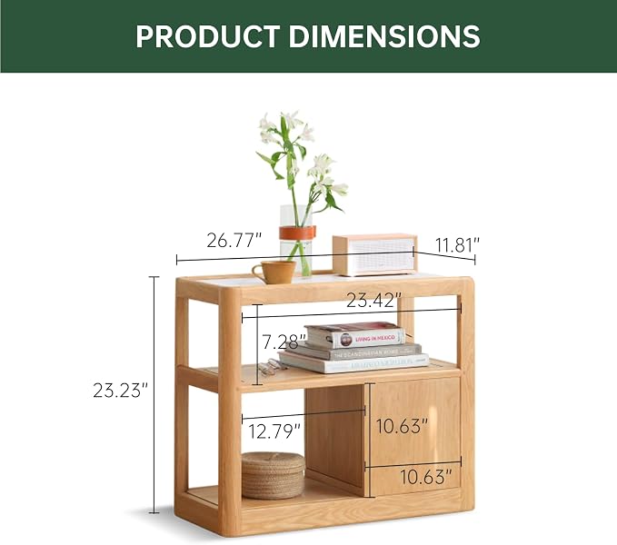 Solid Wood End Table with Storage Drawers, Narrow Side Table - Image 2