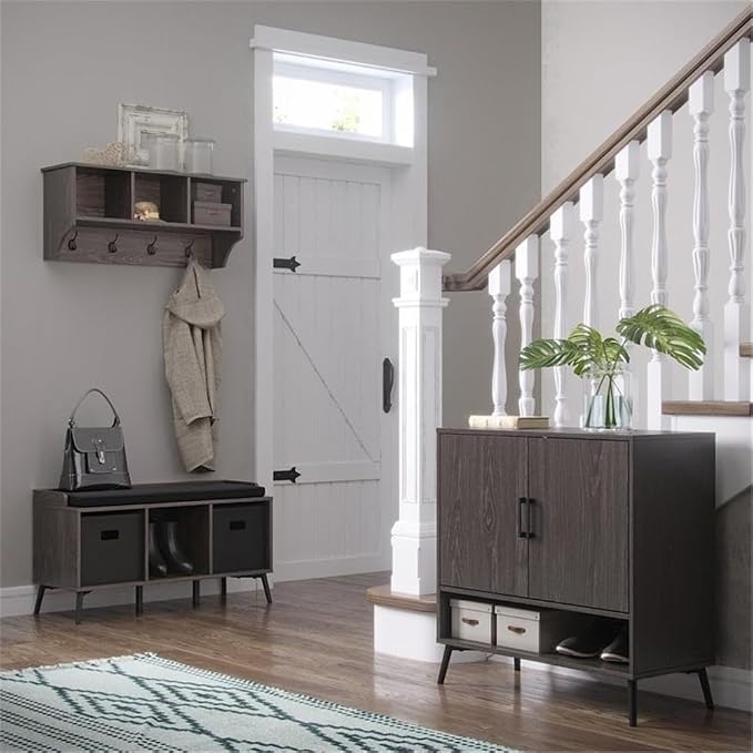 RiverRidge Home Woodbury Collection Cubbies and Hooks Wall Shelf, Dark - Image 6